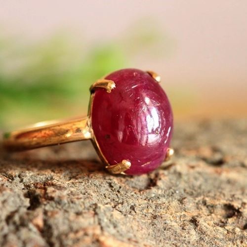 Natural star ruby ring, 18k yellow gold ruby engagement ring gift