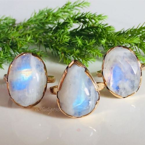 14K gold moonstone ring - Rainbow Moonstone Ring - engagement