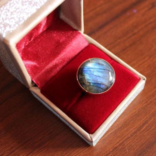 14k Gold labradorite ring, Two tone ring
