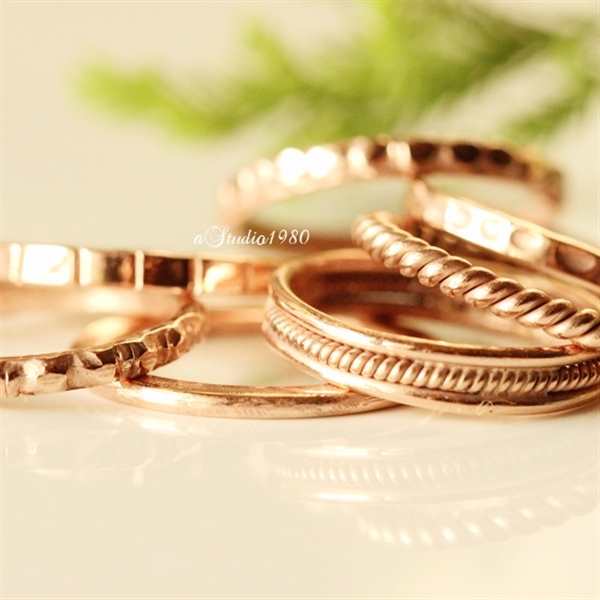 14k Rose gold ring - promise ring - Couple ring set 