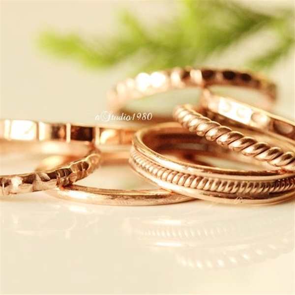  14k Rose gold ring - promise ring - Couple ring set 