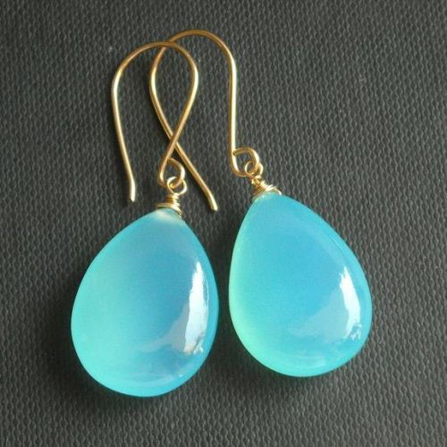 14k gold filled earrings Aqua