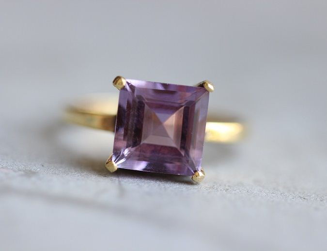 18K Gold Amethyst ring Natural
