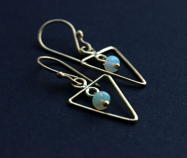 18K Gold Opal Earrings Bridal