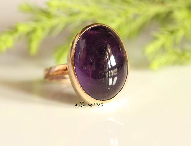 18K Gold amethyst ring,  amethyst ring, Engagement ring 