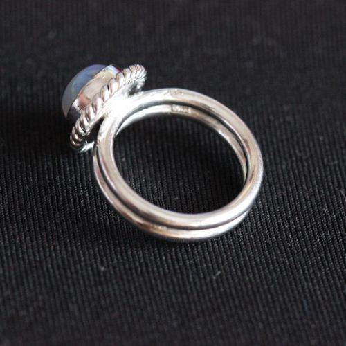 18K white Gold Opal wedding ring - Engagement ring - Gift for her