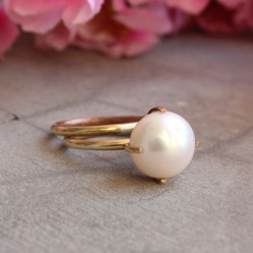 18k Gold Pearl ring Wedding