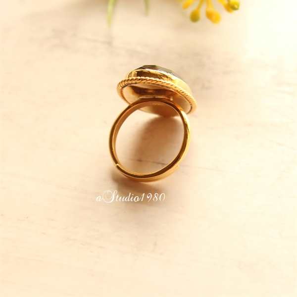 18k Gold Statement ring, black onyx Ring, Artisan handmade ring