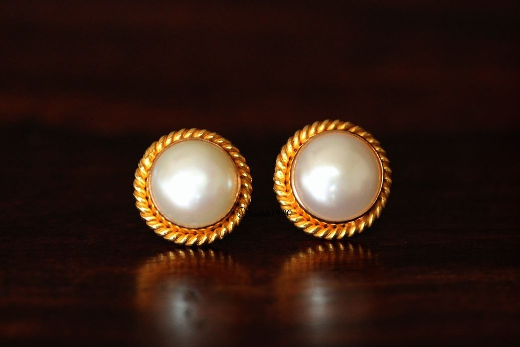 18k Pearl Gold earrings - gold earrings for women - 18k Gold 
