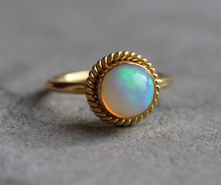 22K Gold Opal Ring, Engagement ring, OOAK handmade Gift for her
