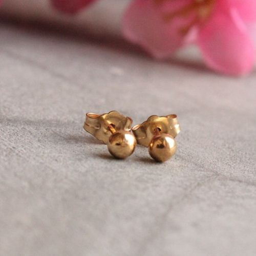 22K Gold Stud Earrings, Gold earrings jewelry, 5mm small studs
