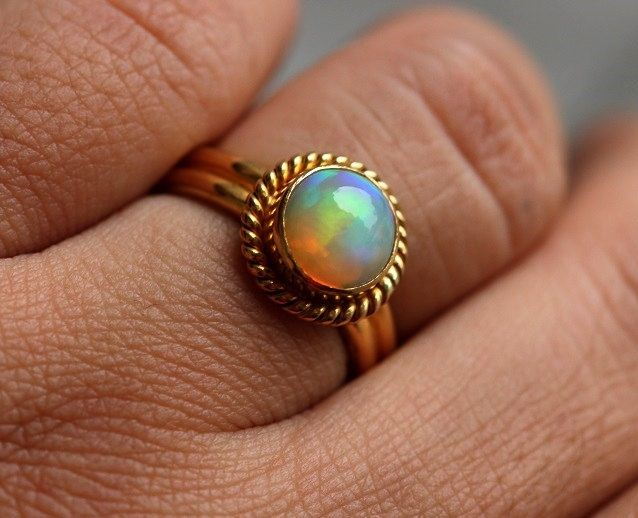 22k Gold Opal ring, Opal ring, Engagement wedding ring 