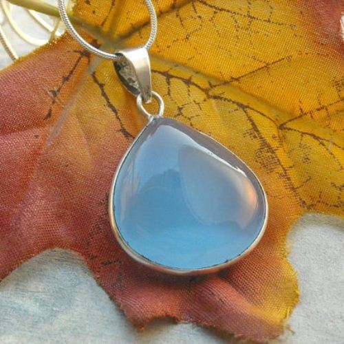 22mm drop aqua blue chalcedony