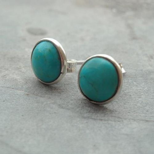 8mm studs, Turquoise pearl lapis lazuli silver earrings, 3 pairs