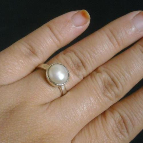 925 sterling silver pearl ring, June birthstone freshwater pearl ring
