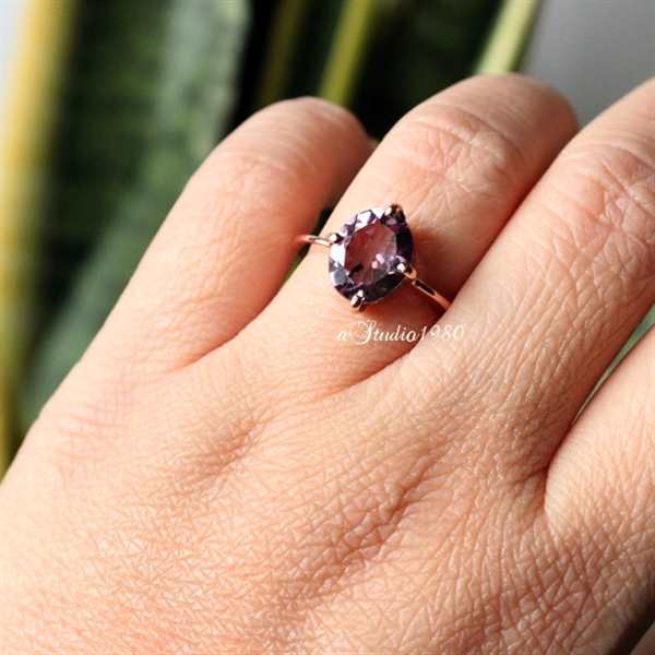 Amethyst ring - 14K rose gold Ring - Engagement ring- gold