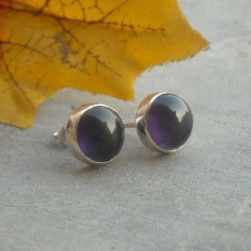 Amethyst stud earrings february birthstone