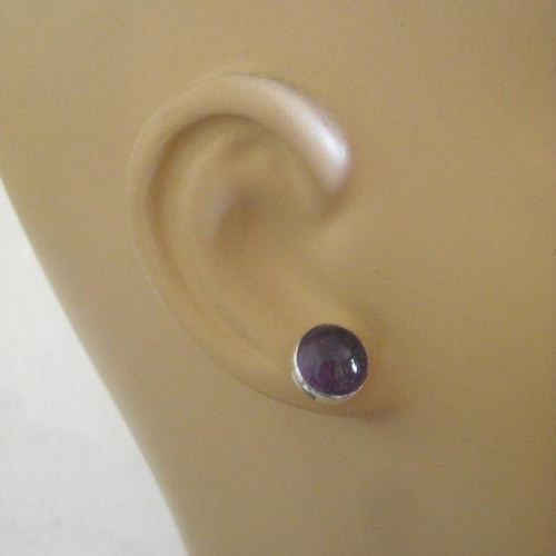 Amethyst stud earrings, February birthstone 10mm silver studs