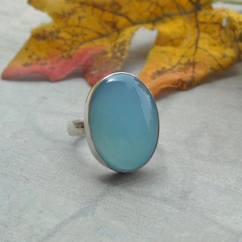 Aqua blue chalcedony ring 20mm