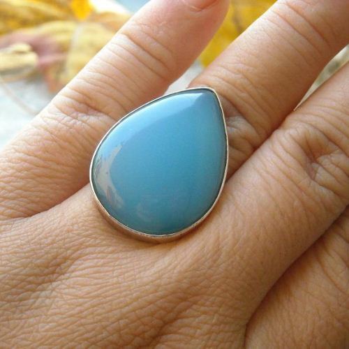 Aqua blue chalcedony ring drop