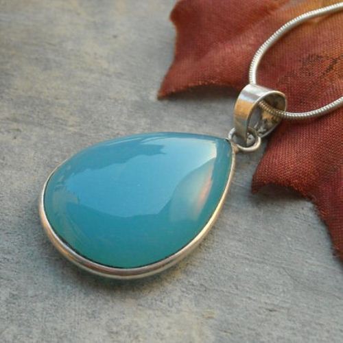 Aqua blue tear drop chalcedony
