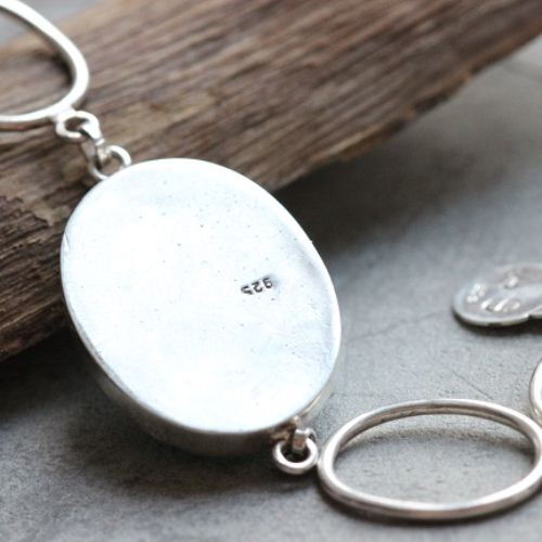 Aqua chalcedony bracelet, Mint green sterling silver bracelet