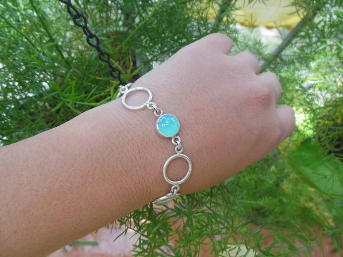Aqua chalcedony bracelet Sterling silver