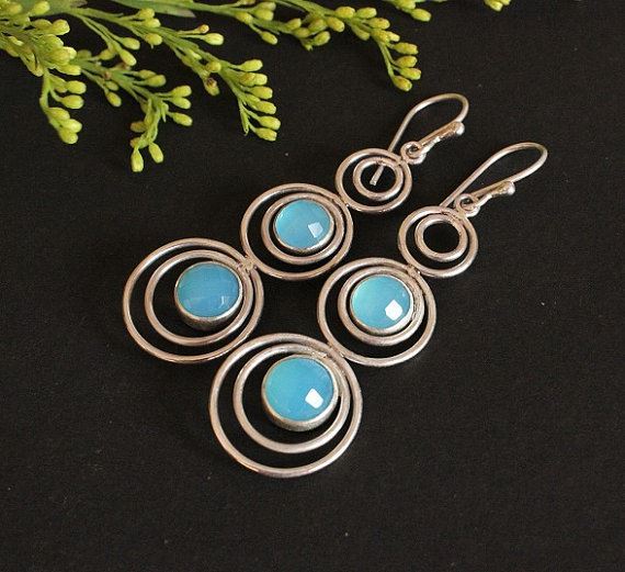 Aqua chalcedony earrings Bridal earrings