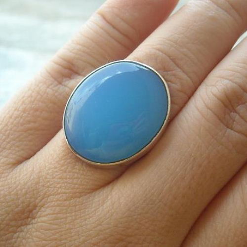 Aqua ring Blue chalcedony ring