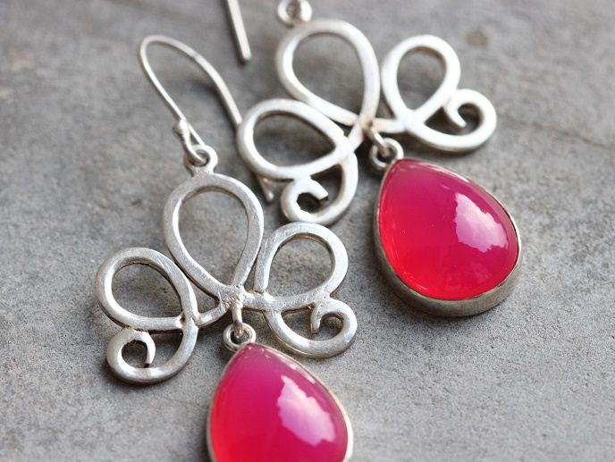Artisan Pink earrings bridal earrings