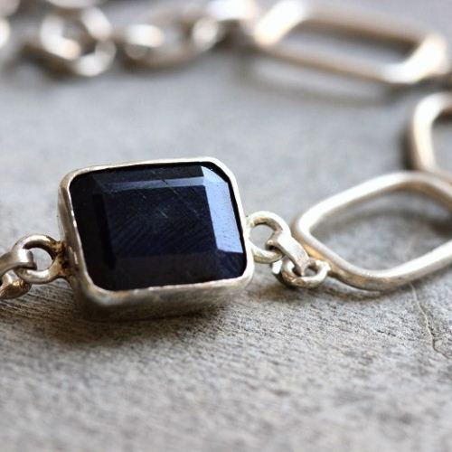 Artisan Sapphire Bracelet, Handmade bracelet, Gemstone silver bracelet