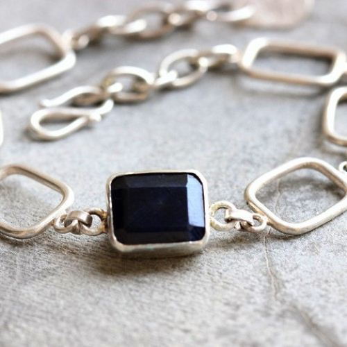 Artisan Sapphire Bracelet, Handmade bracelet, Gemstone silver bracelet