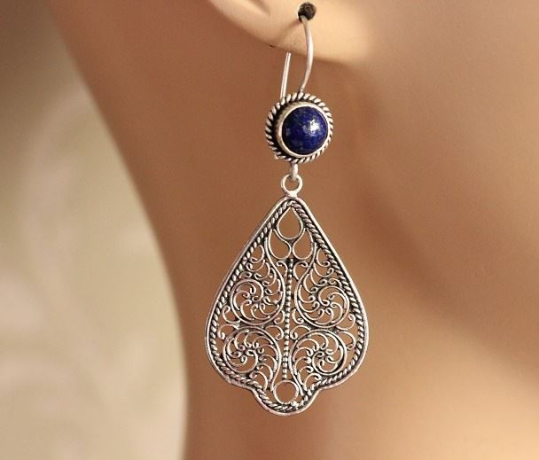 Artisan lapis filigree sterling silver