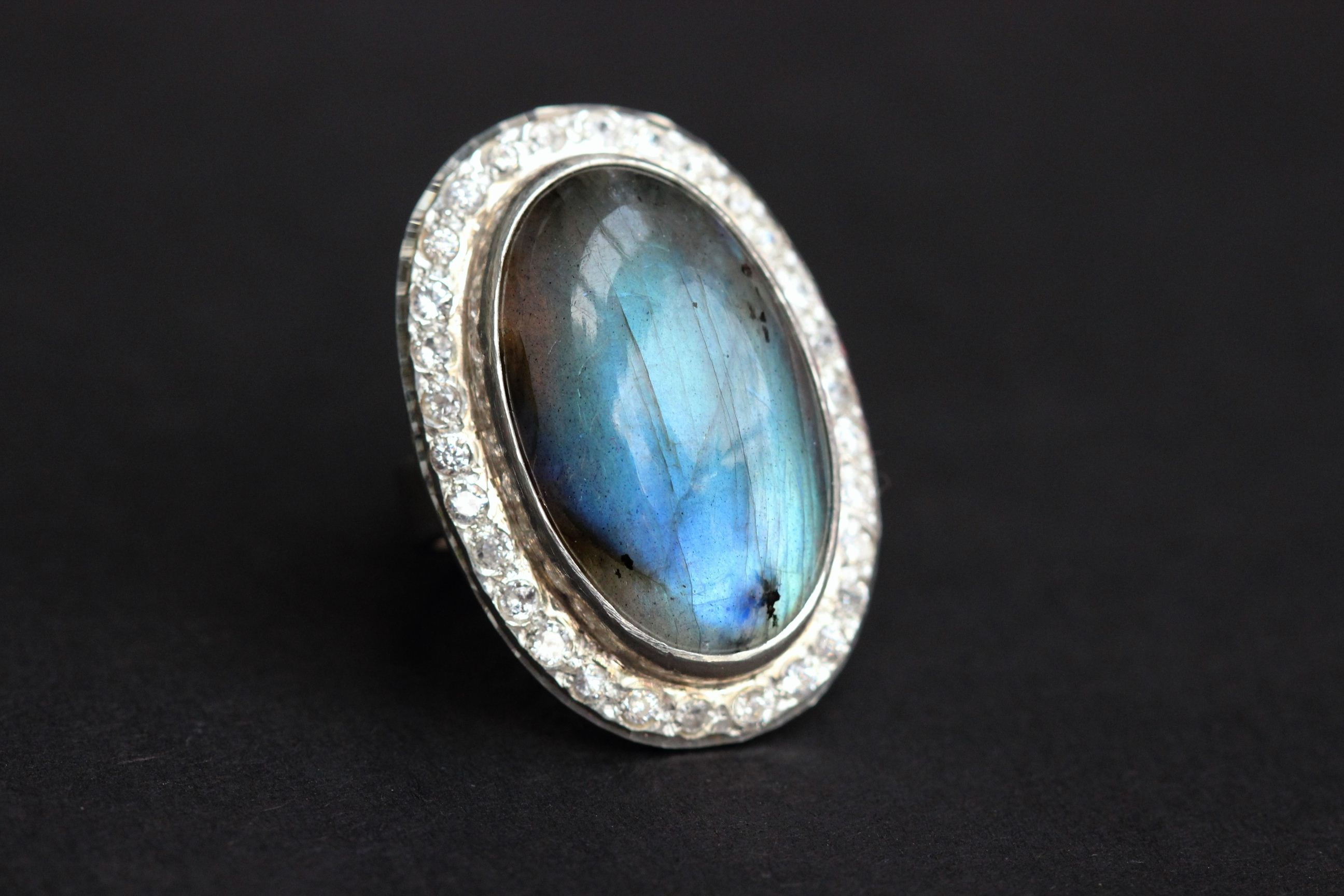 Artisan statement Labradorite ring Labradorite