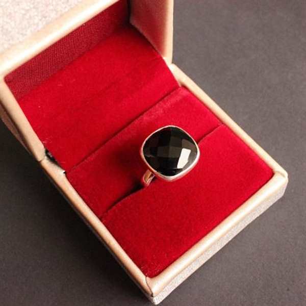 Black onyx ring, Artisan ring, Sterling silver ring, Gemstone ring