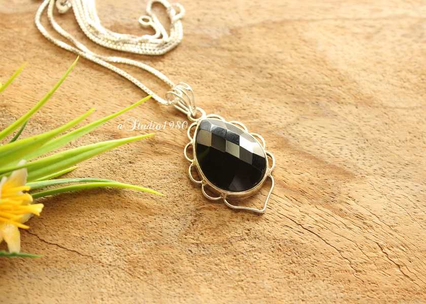 Black pendant Black onyx pendant