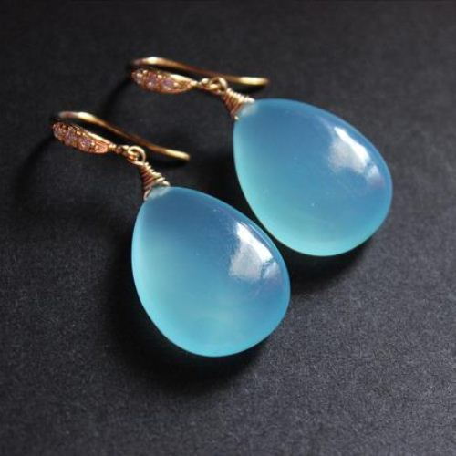 Blue Chalcedony Earrings Chalcedony Drop