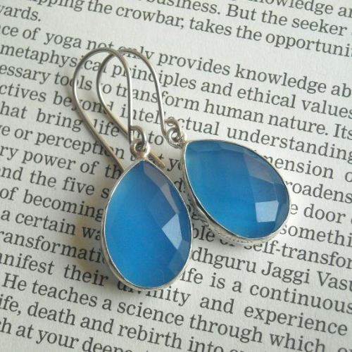 Blue Chalcedony Earrings,Chalcedony Earring,Chalcedony jewelry,blue Chalcedony,sterling silver