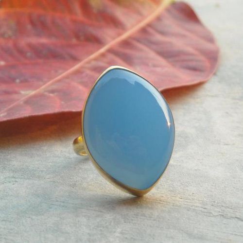 Blue Chalcedony ring Vermeil ring