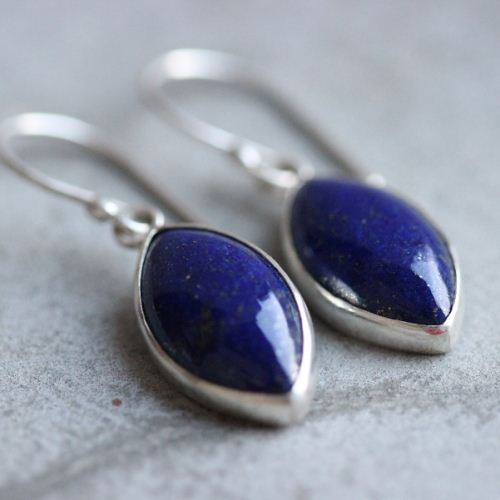 Blue Earring, Lapis lazuli earrings, Lapis silver earrings