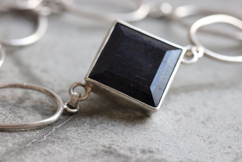 Blue Sapphire Bracelet, Handmade bracelet, Artisan silver bracelet