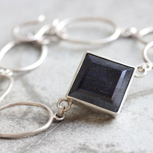 Blue Sapphire Bracelet, Handmade bracelet, Artisan silver bracelet