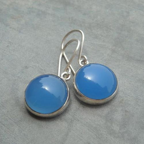 Blue chalcedony earrings hook earrings