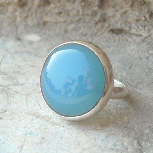 Blue chalcedony ring Bezel ring