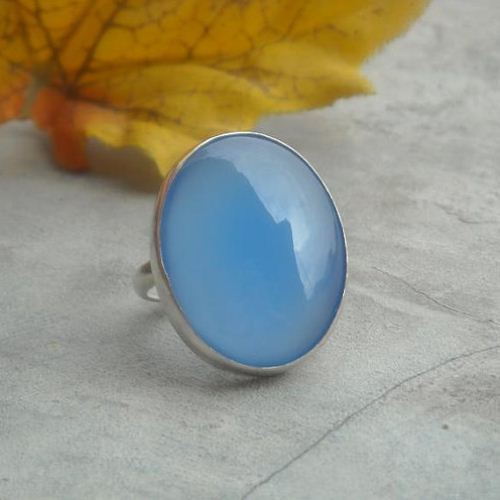 Blue chalcedony ring sterling silver
