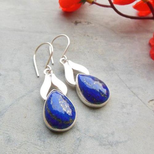 Blue earring - Lapis lazuli earrings - Silver artisan earrings