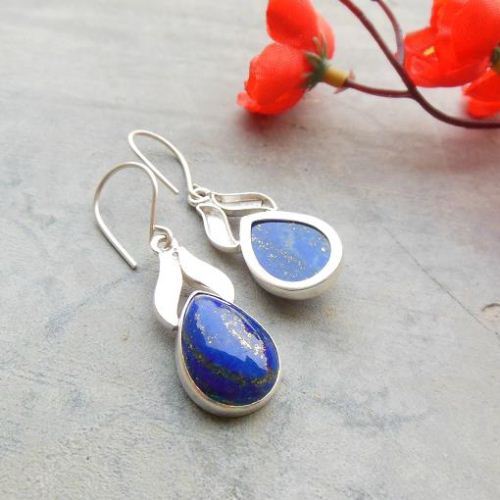 Blue earring - Lapis lazuli earrings - Silver artisan earrings