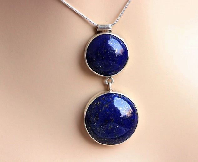 Blue pendant, Lapis lazuli pendant in sterling silver