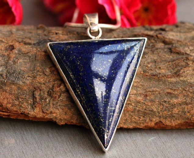 Blue pendant, Lapis lazuli pendant, Silver artisan pendant