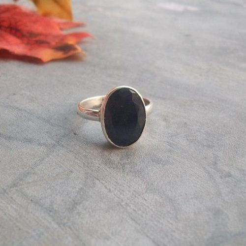 Blue sapphire ring, Sapphire Cabochon ring, Silver sapphire ring